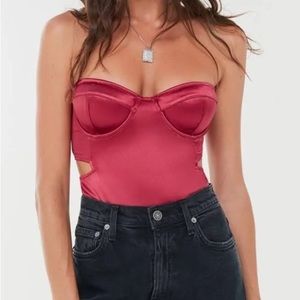 Urban Outfitters Burgundy Satin Bodysuit